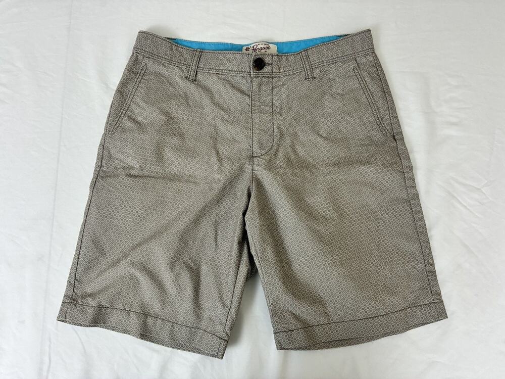 Original Penguin Blue Grey Chino Belt Loop Button Zip Preppy Shorts Mens 32
